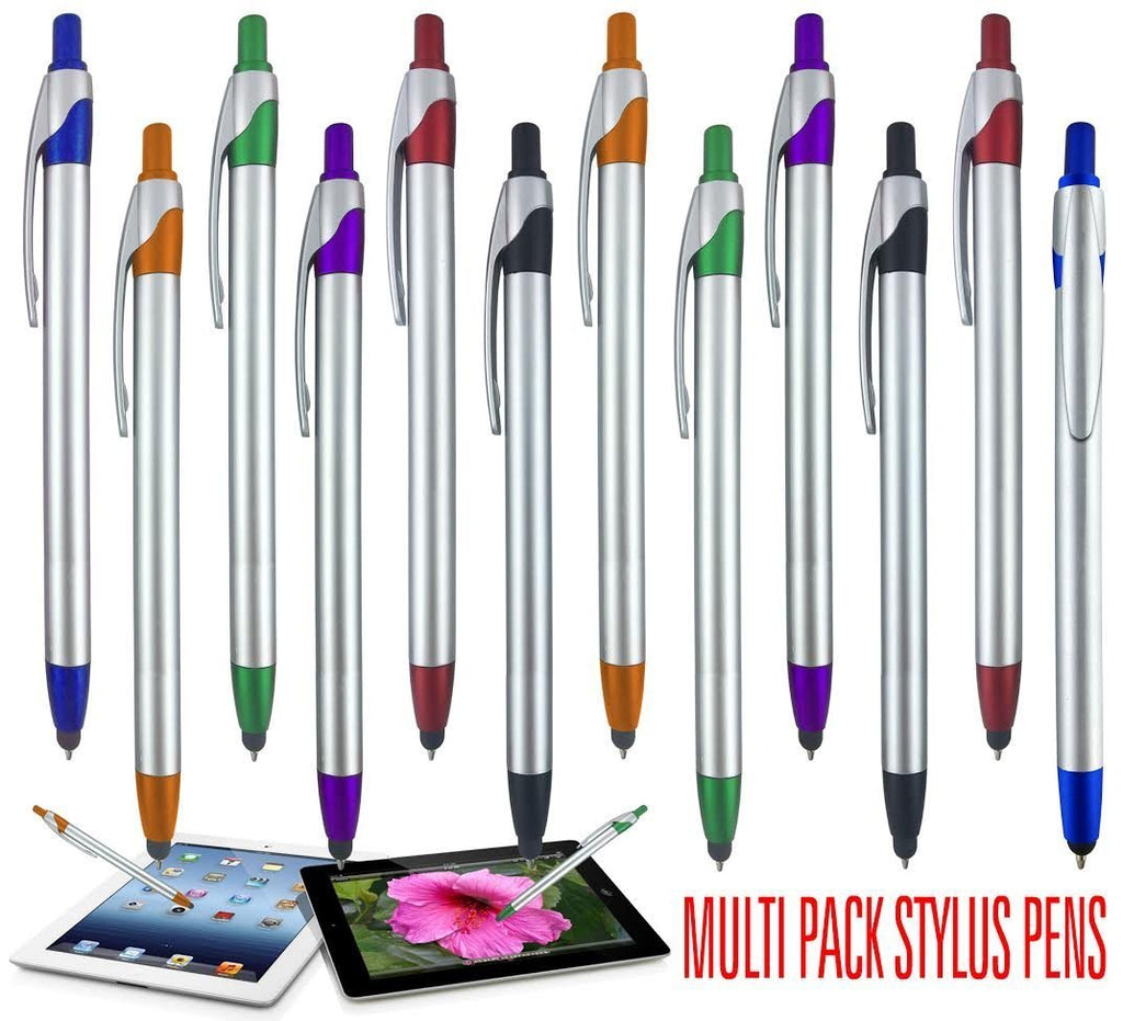 Stylus for Touch Screens Pen with Ball Point Pen,for Universal Touch Screen Devices, for Phones, Ipads,Tablets, iPhone, Samsung Galaxy etc. Assorted Colors (Silver 6 Pack) Silver