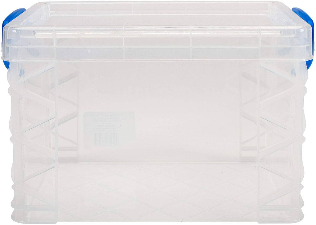 Storage Studios Super Stacker Storage Box-10.12inX7.5inX6.5" Clear/Blue Handles