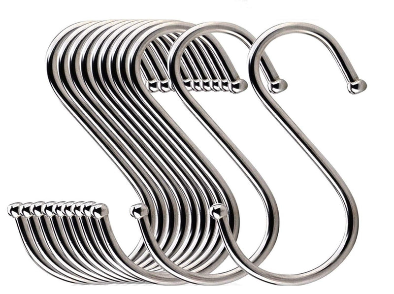 Lysas 20-Pack Round S Shaped Hooks Hangers for Kitchen, Bathroom, Bedroom and Office