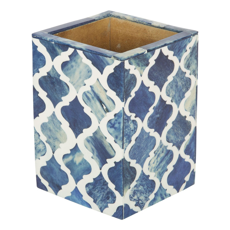 Handicrafts Home Pen Holders Organizers - Pencil Holders and Organizers for Desk - Moroccan Blue 3x4x3 Inch
