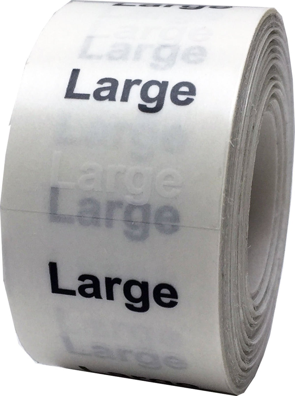 Black and White Modern Clothing Size Large Clear Strips, 1.25 x 5 Inch Wide, 125 Strips on a Roll