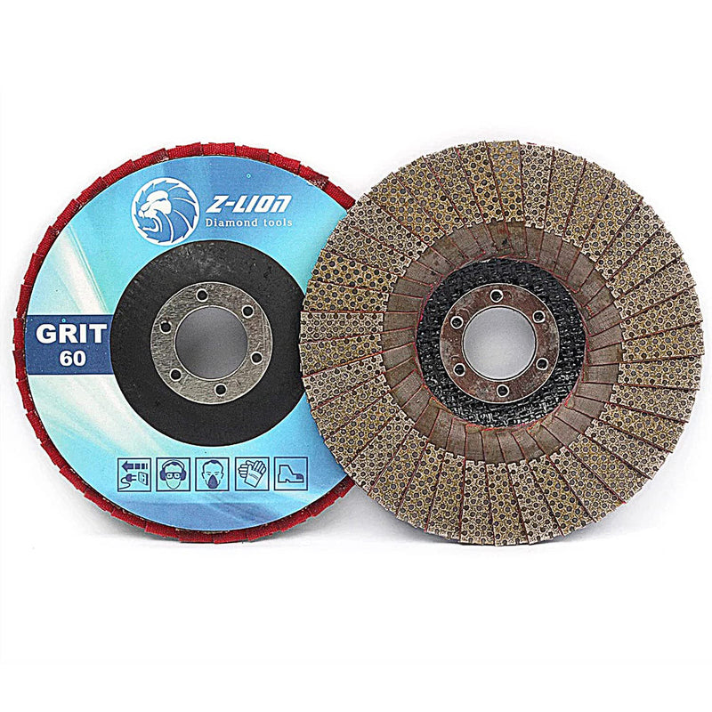 Z-LION 2 Pcs 4" Flap Sanding Disc Diamond Electroplated Grit 60 Sanding Sandpaper Wheel 4 inches