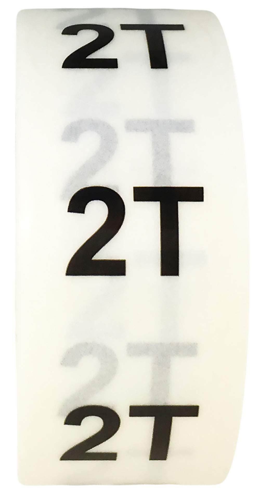 Clear Circle 2T Clothing Size Stickers for Retail Apparel 0.75 Inch 500 Total Adhesive Labels