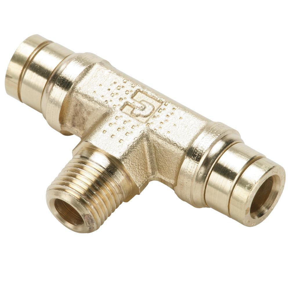 Parker 172PMTNS-6-8 Brass Push-to-Connect D.O.T. Fitting, Tube to Pipe, Brass, Push-to-Connect and NPTF Branch Tee Rigid, 3/8" and 1/2"