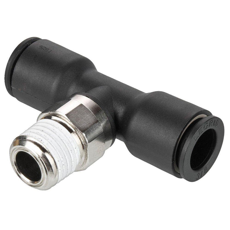 Parker W372PLP-4M-2R Composite Push-to-Connect Fitting, Tube to Pipe, Glass Reinforced Nylon 6.6, Push-to-Connect and BSPT Branch Tee, 4 mm and 1/8"