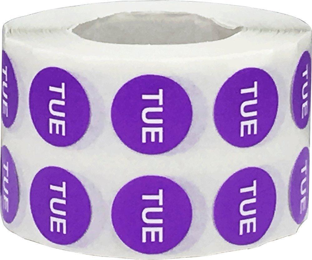 Purple Circle Tuesday Stickers, 1/2 Inch Round, 1000 Labels on a Roll