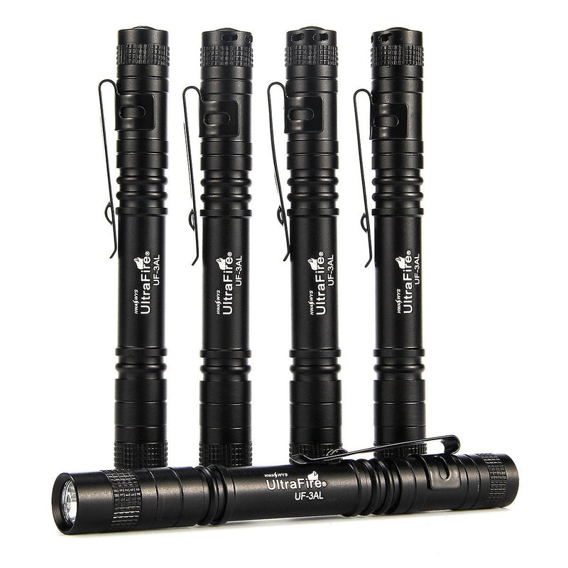 ULTRAFIRE Pocket-Sized Flashlight,UF-3AL,Penlight with White LED,80 Lumens,5 Pack (Flashlight Only)