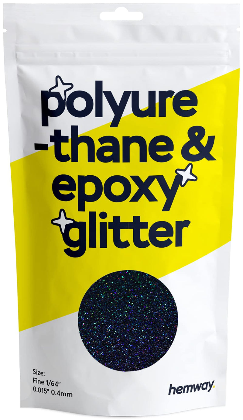 Hemway Polyurethane & Epoxy Glitter Metallic Glitter Crystals for Epoxy Resin Crafts, Tumblers, Arts, Crafts, Internal and External 500g / 17.6oz - Black Holographic
