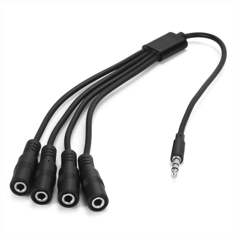 3.5mm Headphone Splitter Cable,ONXE 1/8 Inch AUX Stereo Jack Audio Splitter 1 Male to 2 3 4 Female Adapter Cable for Mp3 Player Mobile Phone Laptop, PC Headphone Speakers(Black) black