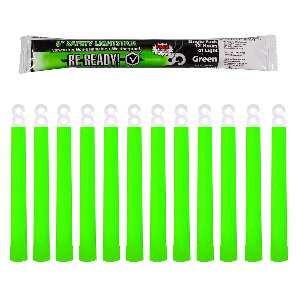 Be Ready - Industrial 12 hour Illumination Emergency Safety Chemical Light Glow Sticks (12 Pack Green) 12 Pack