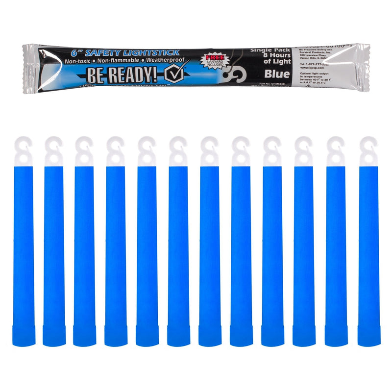 Be Ready Blue Glow Sticks - Industrial Grade 8+ Hours Illumination Emergency Safety Chemical Light Glow Sticks (24 Pack)