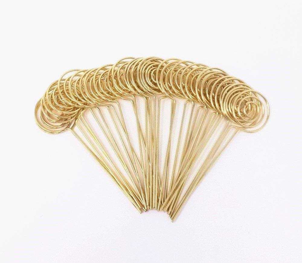 Honbay 30pcs DIY Gold Round Shape Ring Loop Craft Wire Clip Table Card Note Photo Memo Holder Metal Clamp Clay Cake Decoration Accessories