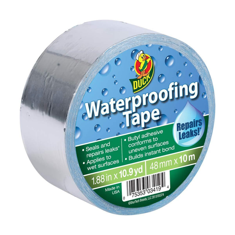 Duck Brand Waterproofing Tape, Silver, 1.88 Inches x 10.9 Yards, 1 Roll (280355) 1.88-Inch x 10.9-Yard (Single Roll)