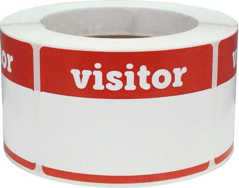 Visitor Labels Red Blank Space for Your Name 3 1/2 x 2 1/2 Inch Rectangles 500 Adhesive Stickers