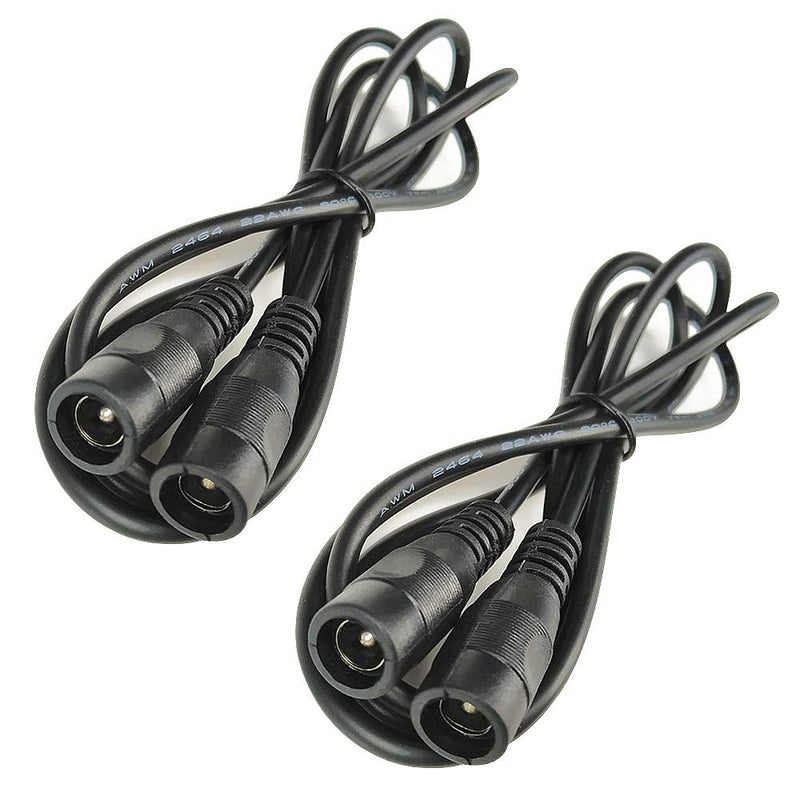 DZYDZR 2pcs 1 Meter 2.1mm x 5.5mm DC 12V Adapter Cable DC Plug Extension Cable Female to Female Black, for LED, CCTV, Car, Monitors, and More (3.3ft)