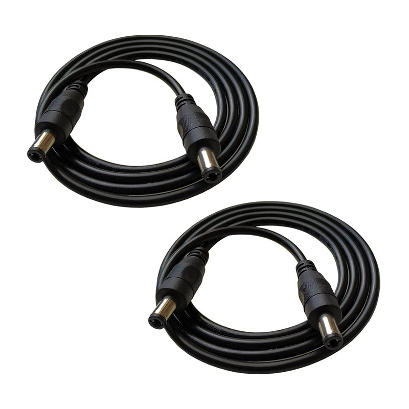 DZYDZR 2pcs 1 Meter 2.1mm x 5.5mm DC 12V Adapter Cable DC Plug Extension Cable Male to Male Black, for LED, CCTV, Car, Monitors, and More (3.3ft)