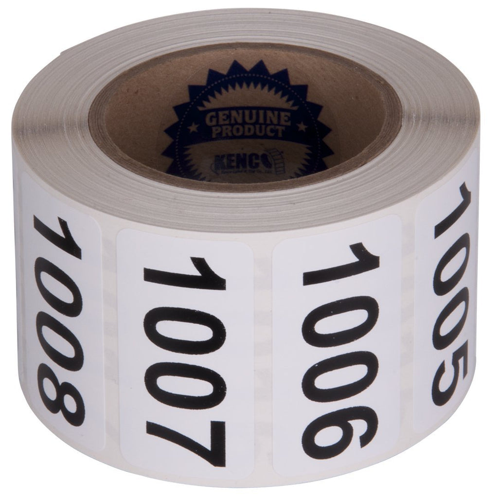 Consecutively Numbered Labels Self Adhesive Durable Vinyl- Measure: 2" X 1" by Kenco (ROLL 1001-1500) ROLL 1001-1500