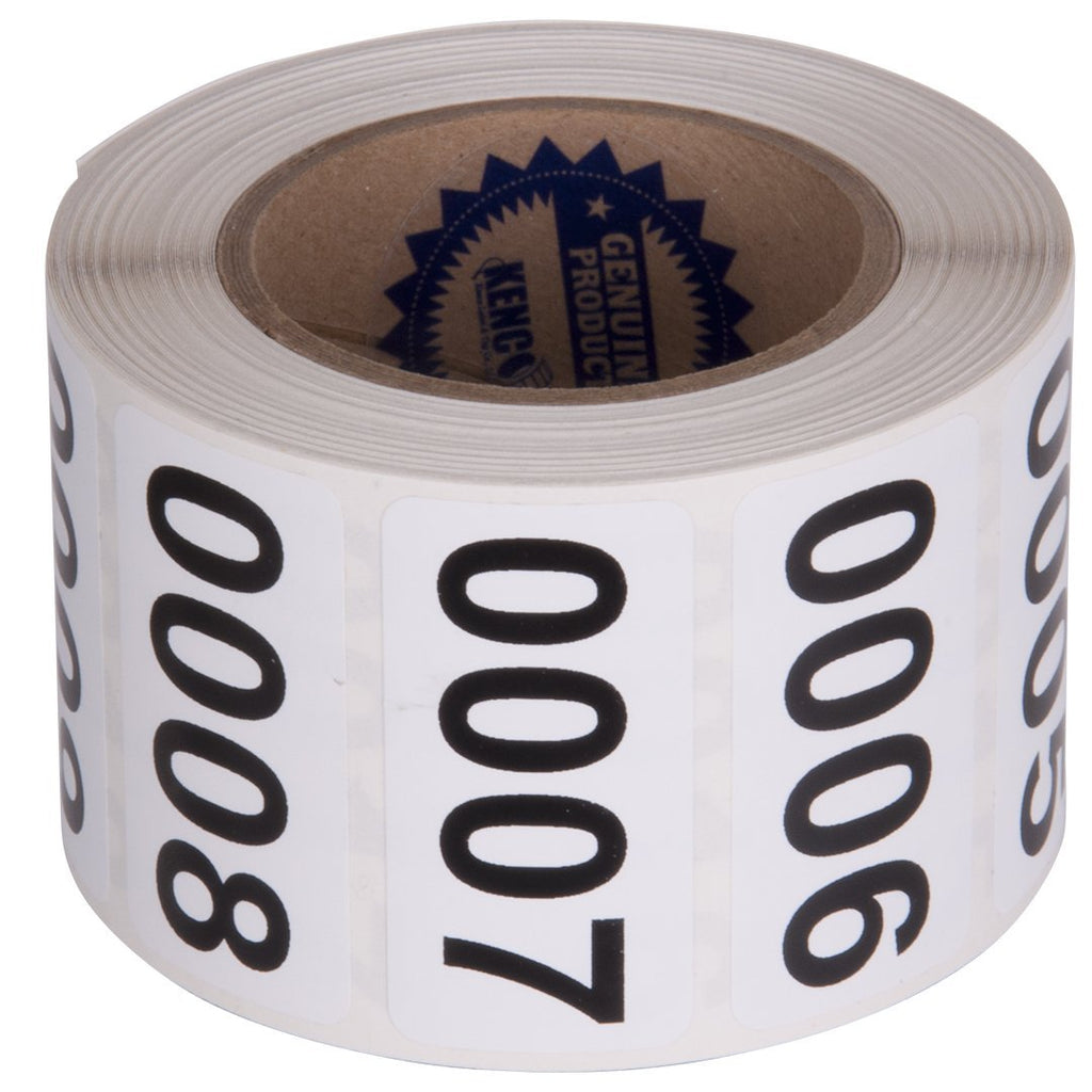 Consecutively Numbered Labels Self Adhesive Durable Vinyl- Measure: 2" X 1" by Kenco (ROLL 001-500) ROLL 001-500