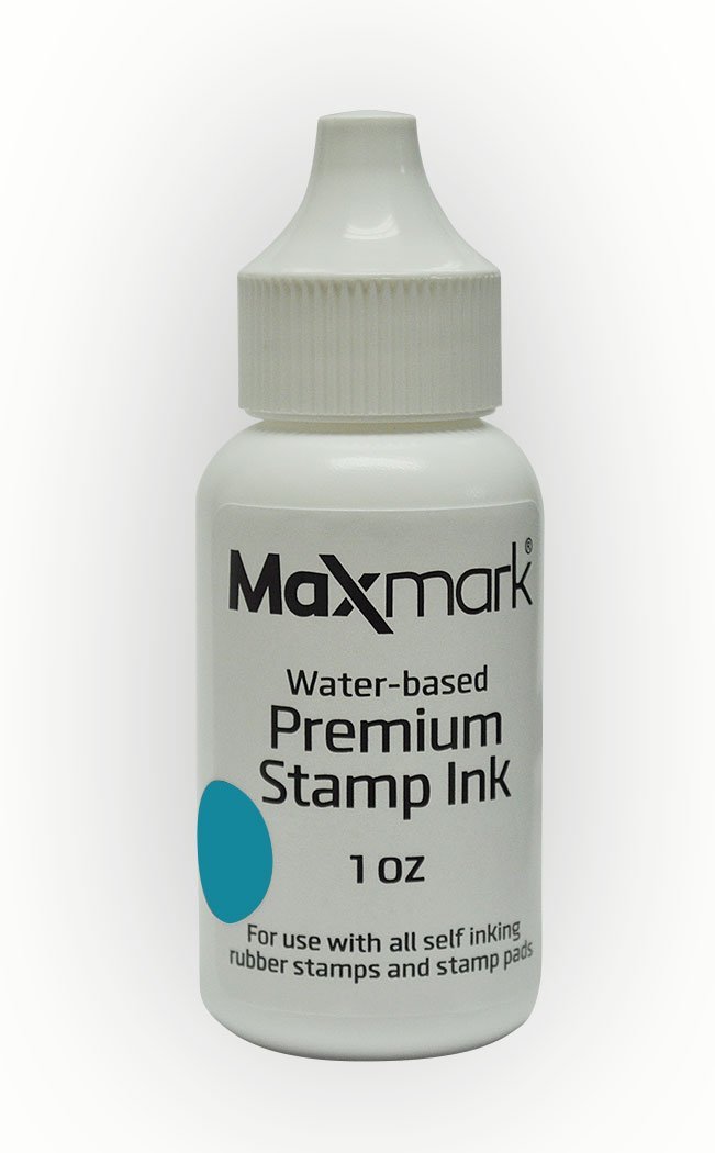 MaxMark Premium Refill Ink for self Inking Stamps and Stamp Pads, Light Blue Color - 1 oz.