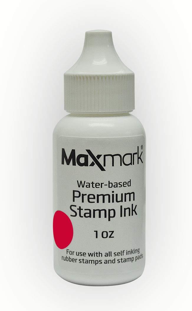 MaxMark Premium Refill Ink for self Inking Stamps and Stamp Pads, Red Color - 1 oz.