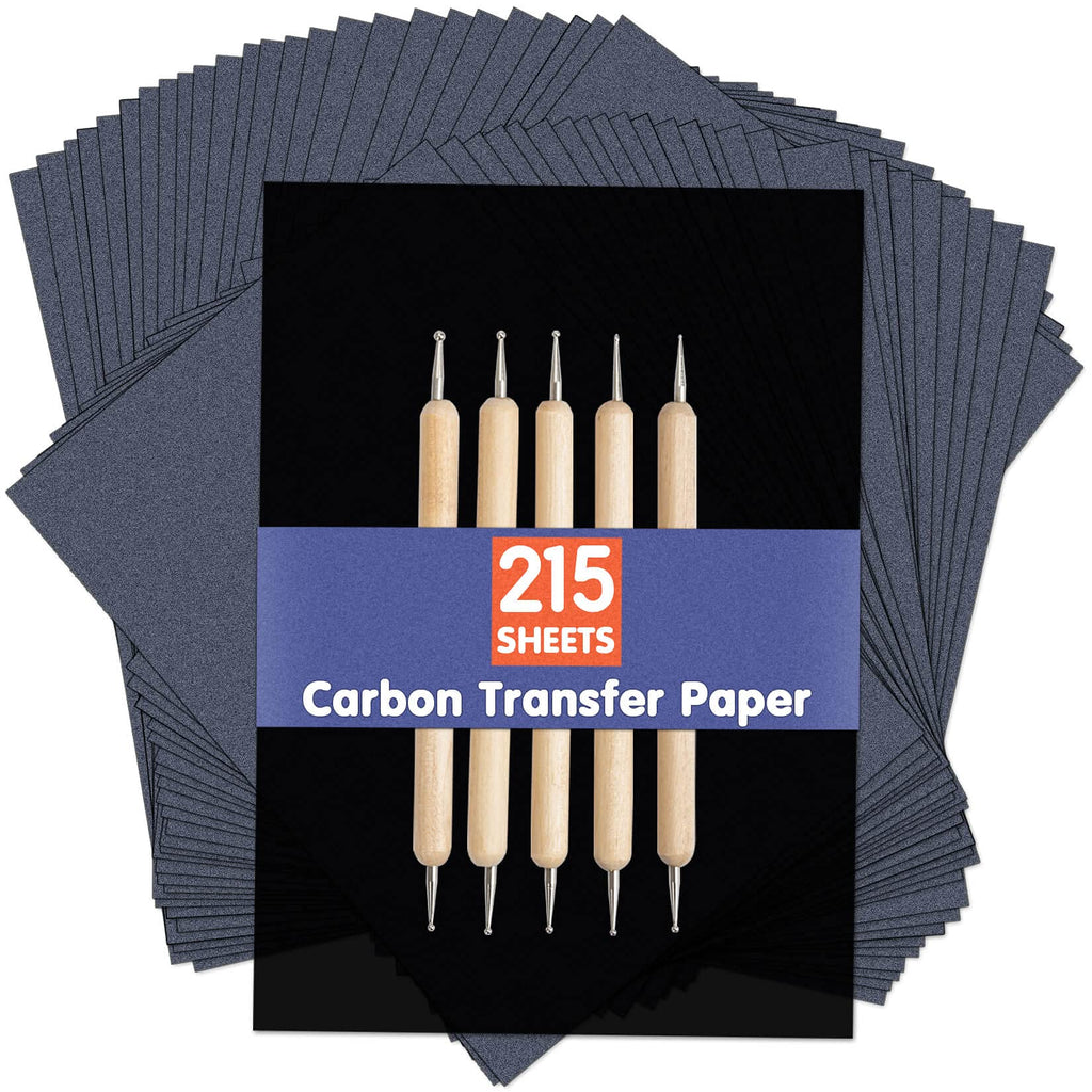 PSLER Carbon Transfer Paper for Wood Burning Craft, Paper, Canvas and Other Art Craft Surfaces(A4 Size) 215PCS Black