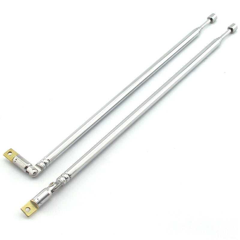 E-outstanding 1 Pair AM FM Radio Universal Antenna, 62.5cm 24.6" Length 4 Section Telescopic Stainless Steel Replacement Antenna Aerial for Radio TV