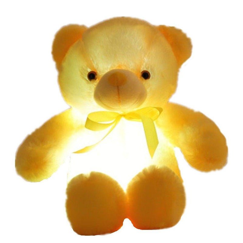 Creative Light Up LED Inductive Teddy Bear Stuffed Animals Plush Toy Colorful Glowing Teddy Bear, 20- Inch(Yellow) Yellow