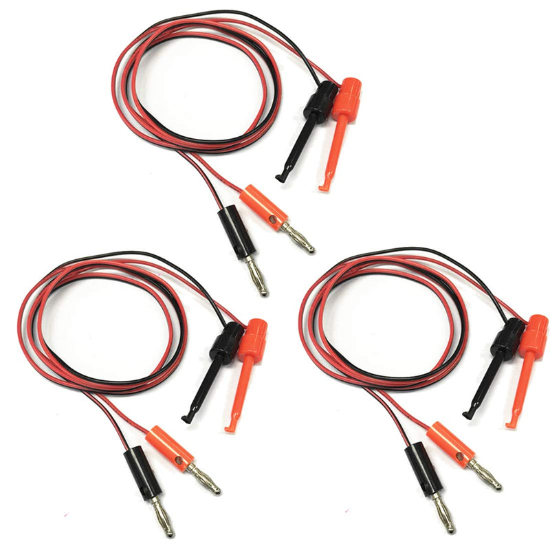 HiLetgo 3Pair 4MM Banana Plug to Test Hook Clip Test Lead Cable for Multimeter 1M