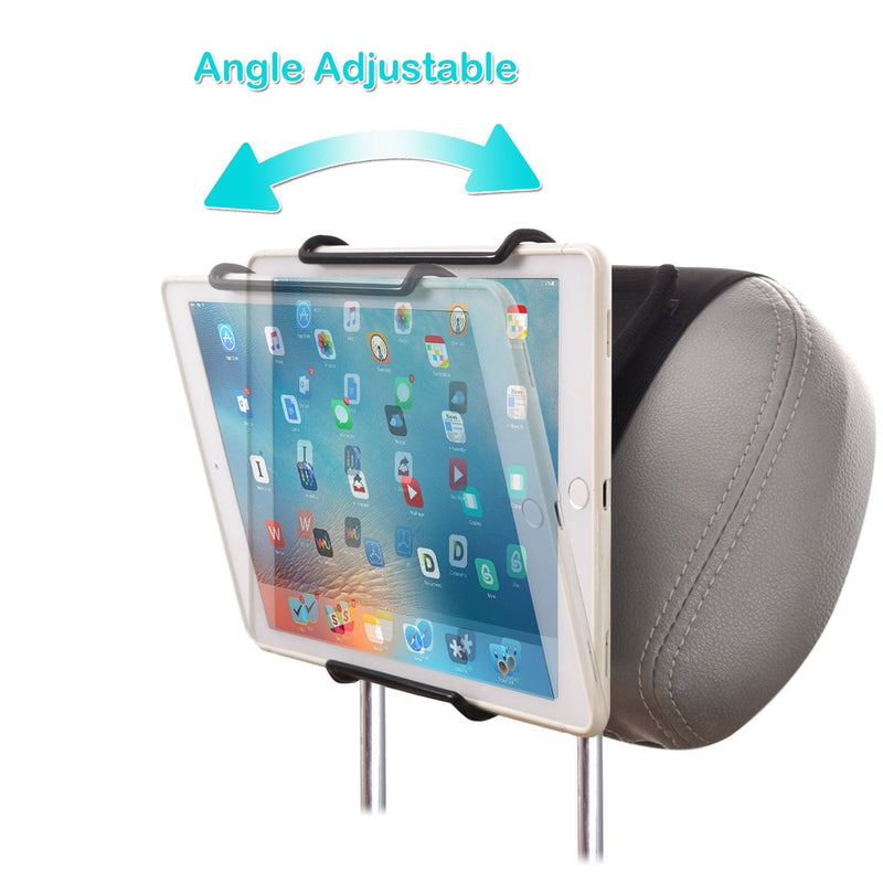 WANPOOL Universal Car Headrest Mount Holder with Angle-Adjustable Clamp - for Use with iPads, Samsung Tablets and More