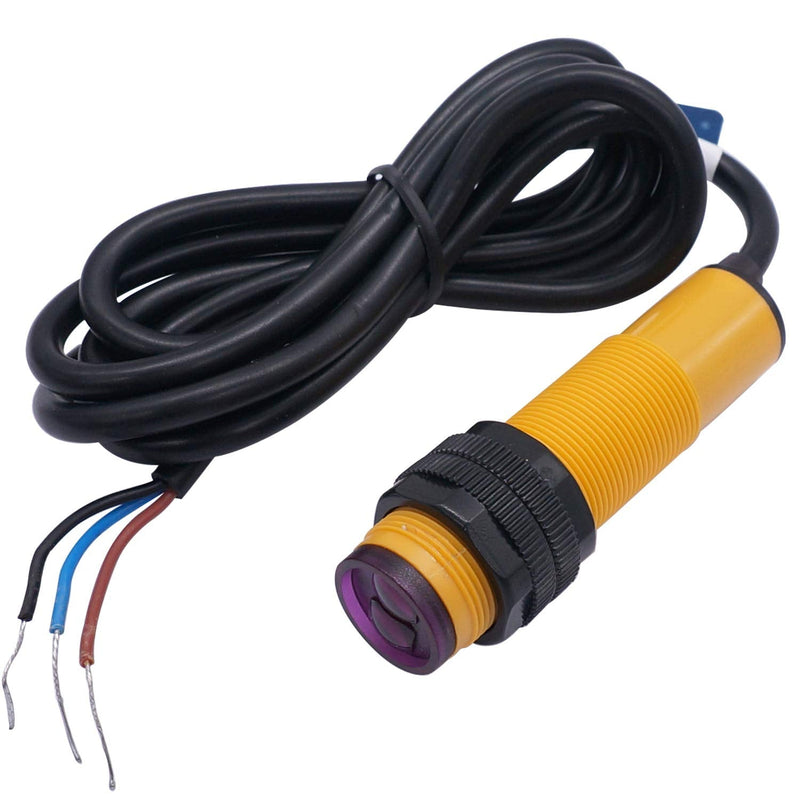 Taiss/30 cm Adjustable M18 Diffuse photoelectric Switch Sensor Optical dc Three Lines NPN NC(Normally Closed) Proximity Switch 6-36VDC E3F-DS30B2