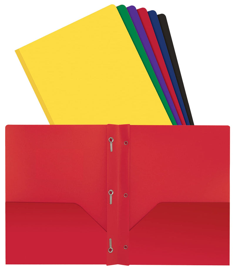 Better Office Products Poly 2 Pocket Folders with Prongs, Heavyweight, 36 pieces, assorted primary colors