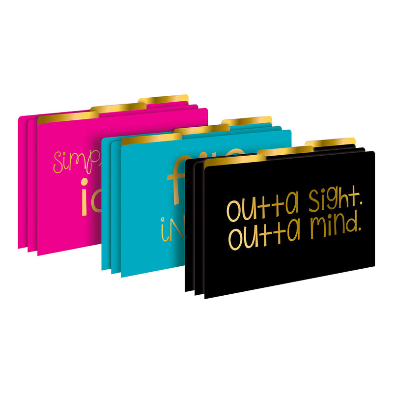 Barker Creek Legal-Size Designer File Folders, File in Style, Replace Bland and Boring with Bright and Beautiful Legal File Folders, 1/3 Cut Tabs, 9 Folders in Pkg, 3 Each of 3 Designs (2513)