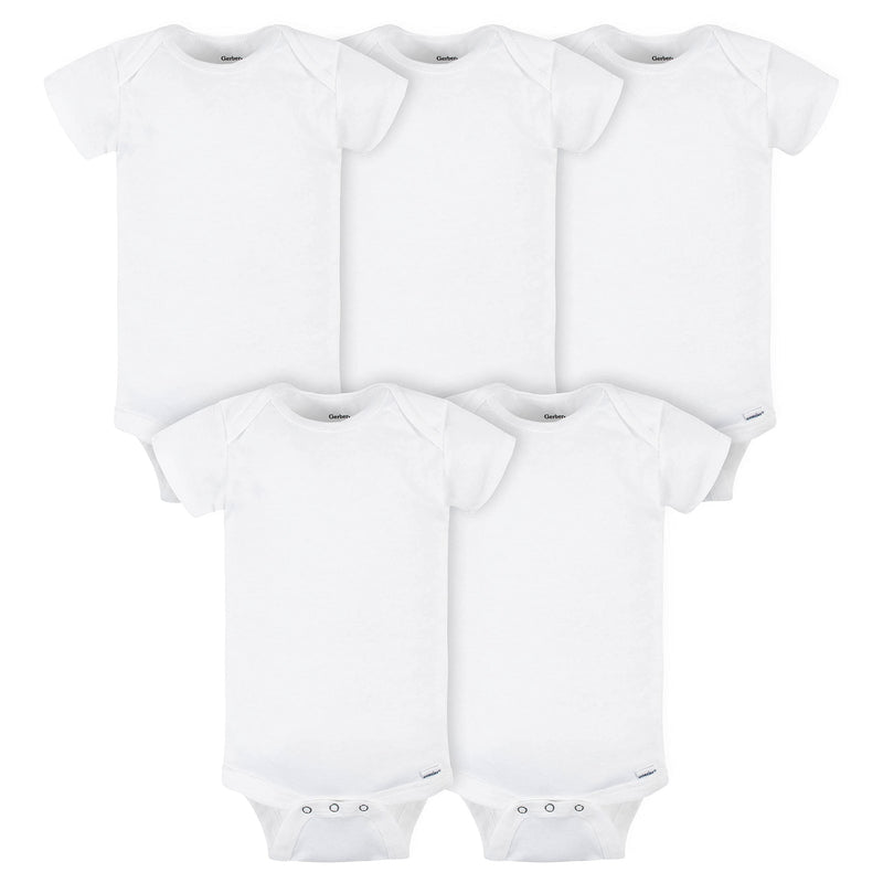 Gerber unisex-baby 5-pack Solid Onesies Bodysuits Preemie White