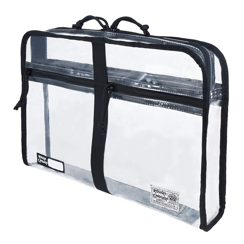 Rough Enough Clear Document Bag Pouch File Folders Organizer Art Portfolio Case Small for A4 Paper Notebook School Supplies for Teachers Black
