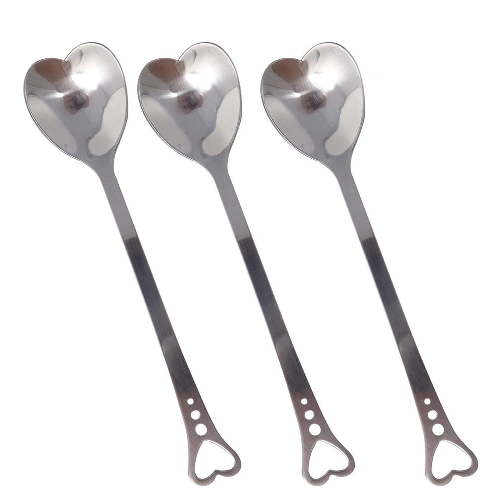 Honbay 10PCS 14.3cm/5.6Inch Stainless Steel Heart Shape Fine Polishing Coffee Scoops Coffee Sugar Spoons Milk Dessert Spoons Teaspoons Kitchen Stirring Spoon