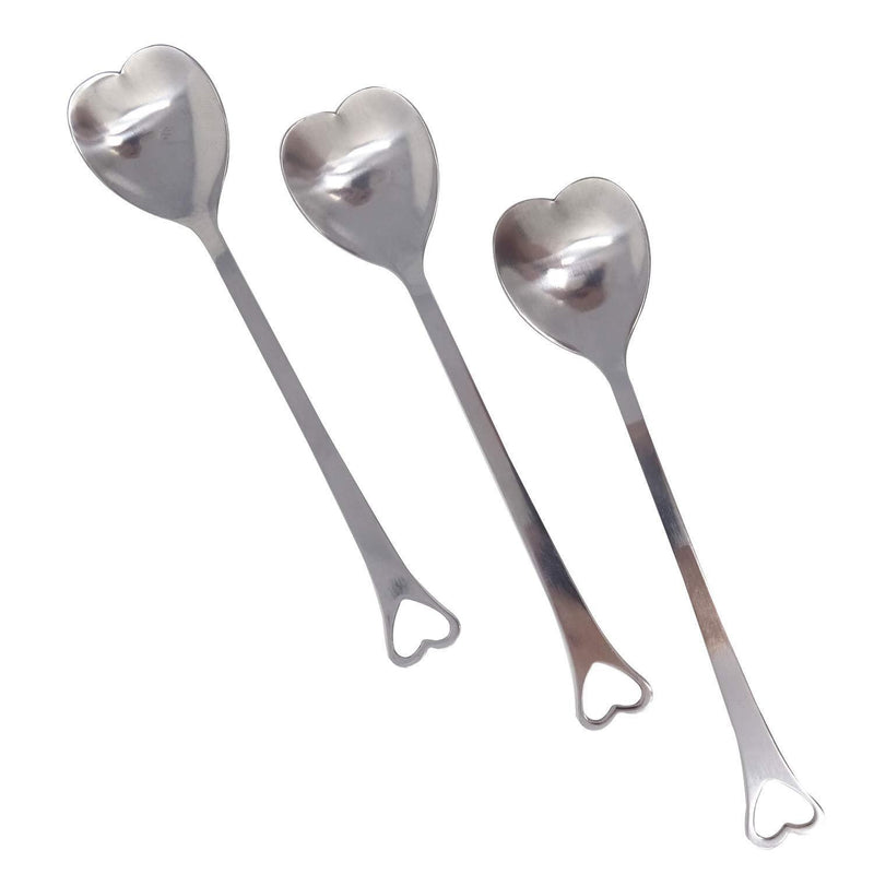 Honbay 10PCS 14.3cm/5.6Inch Stainless Steel Creative Lovely Sweet Heart Shape Fine Polishing Coffee Scoops Coffee Sugar Spoons Milk Dessert Spoons Teaspoons Kitchen Stirring Spoon