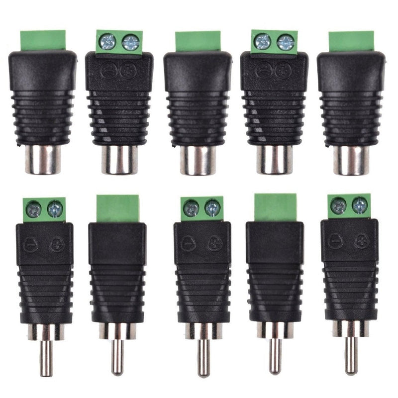 Lemoy Liimevvon 10-Pack Phono RCA Male and Female Plug to AV Screw Terminal Audio/Video Connector Adapter (5 Male & 5 Female)