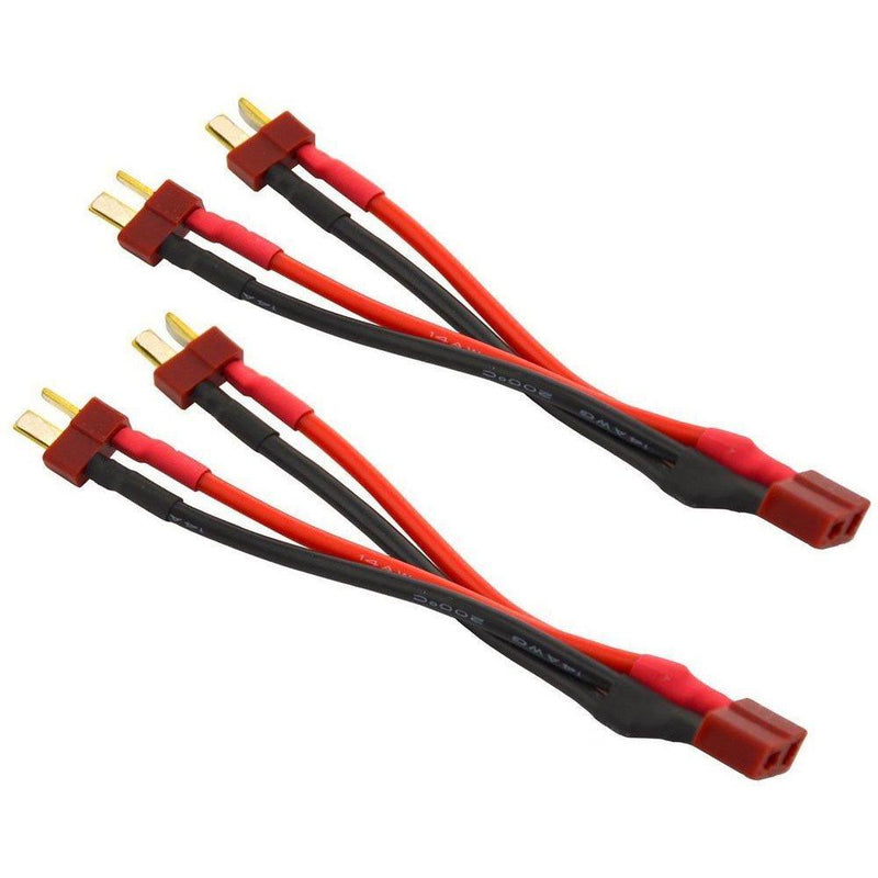 2pcs Deans T Plug Parallel Connector One Female to 2 Male Battery Connector Cable for RC LiPO Battery (Deans T Parallel Connector)
