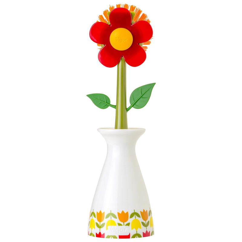 Vigar Dish Brush, PP, red, 7.5 x 7.5 x 25.5 cm