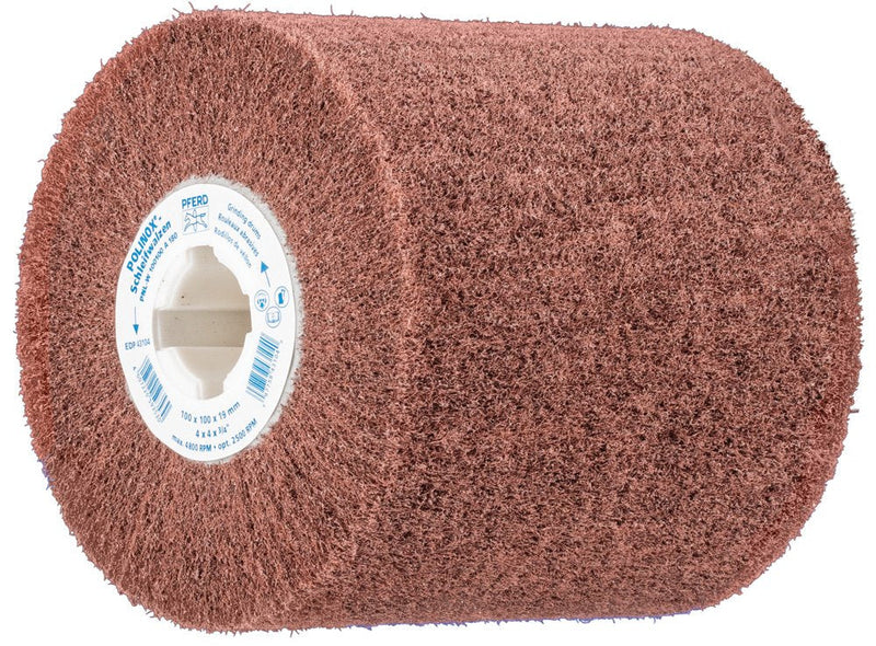 PFERD 43104 POLINOX PNL Non-Woven Abrasive Finishing Drum, Aluminum Oxide A, 4" Diameter x 4" Width, 3/4 Arbor Hole, 5000 Maximum RPM, 180 Grit