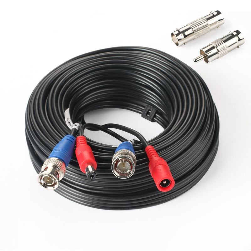 SHD 50Feet BNC Vedio Power Cable Pre-Made Al-in-One Camera Video BNC Cable Wire Cord for Surveillance CCTV Security System with Connectors(BNC Female and BNC to RCA)