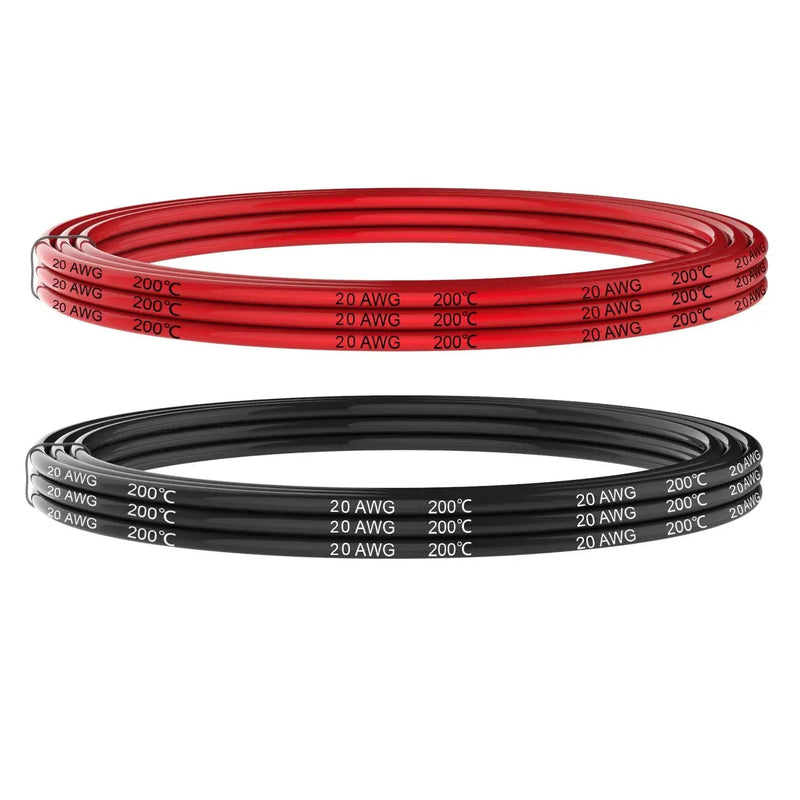 Electrical Wire 20 AWG 20 Gauge Silicone Wire Hook Up wire Cable 20 Feet [10 ft Black And 10 ft Red] - Soft and Flexible 100 Strands 0.08mm of Tinned copper wire High Temperature Resistant (20AWG) 20AWG