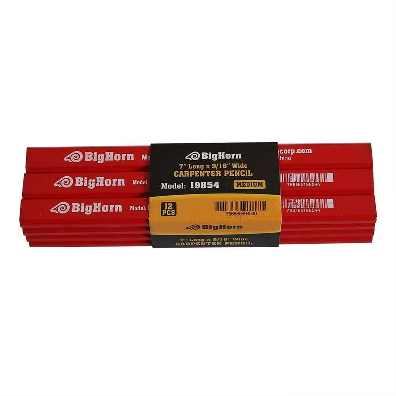 Big Horn 19854 7" Long x 9/16" Wide Carpenter's Pencil - 12/Pack