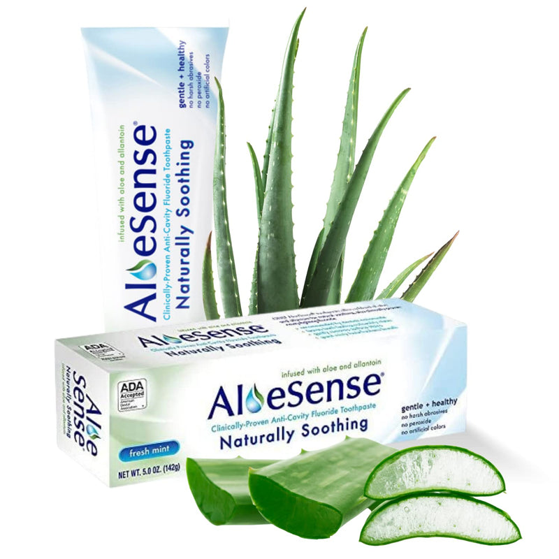 AloeSense Fluoride Toothpaste - Naturally Soothing Care for Sensitive Teeth & Gums - Infused with Gentle Aloe Vera & a Fresh Mint Taste - Natural Toothpaste Free-from Parabens & GMOs - (5oz, 1 Count) Regular (1-pack)