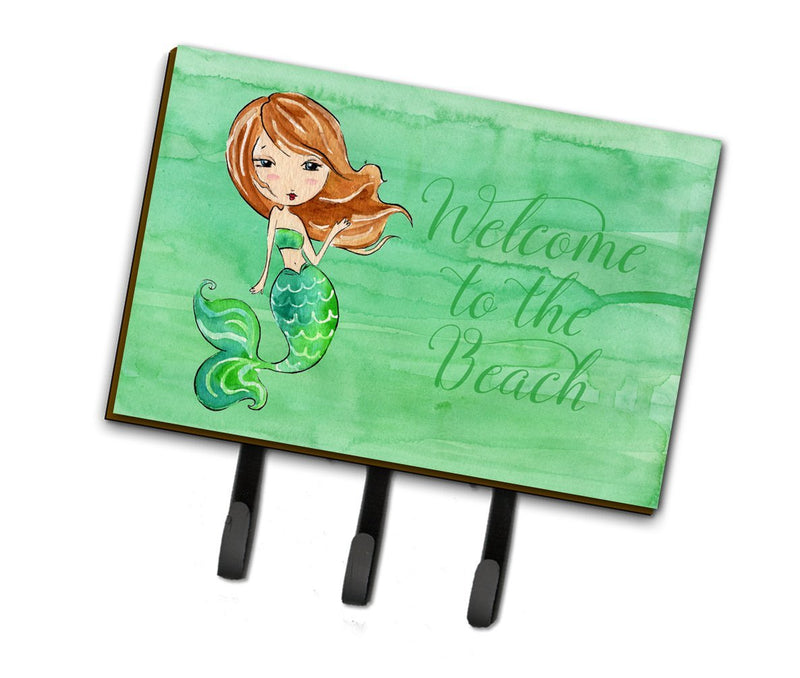 Caroline's Treasures BB8515TH68 Mermaid Welcome Green Leash or Key Holder, Triple, Multicolor