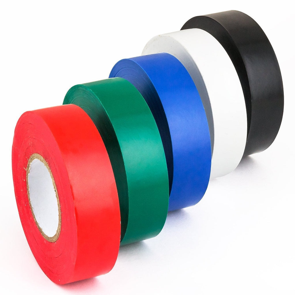 Sunlite 40937-SU Red Green Blue Black and White Electrical Tape Professional Grade Colored Rainbow, 5 Pack, Assorted Mix, 5 Piece