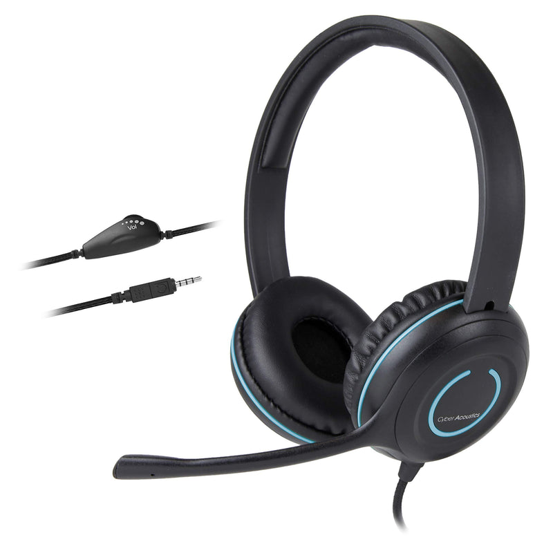 Cyber Acoustics Stereo PC Headset, 3.5mm Connection, in-line Control for Volume, Noise Cancelling Mic & Adjustable Mic Boom for PC, Mac & Tablets, Perfect for Classroom, Home or Office (AC-5002A) 1 Unit