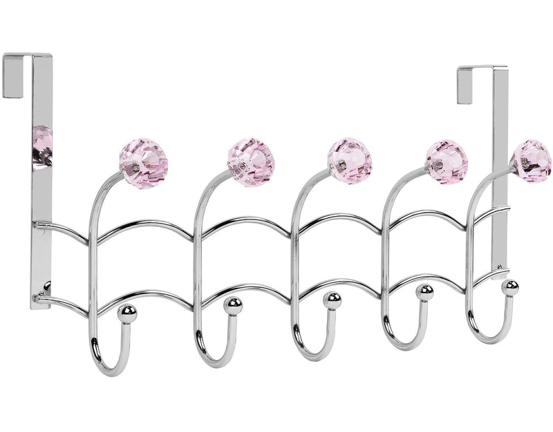 Galashield Over The Door Hook Pink Acrylic Hooks and Stainless Steel Organizer Door Hanger Towel Rack (10 Hooks)