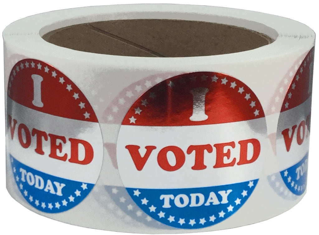 Metallic Silver I Voted Today Circle Stickers, 2 Inches Round, 500 Labels on a Roll