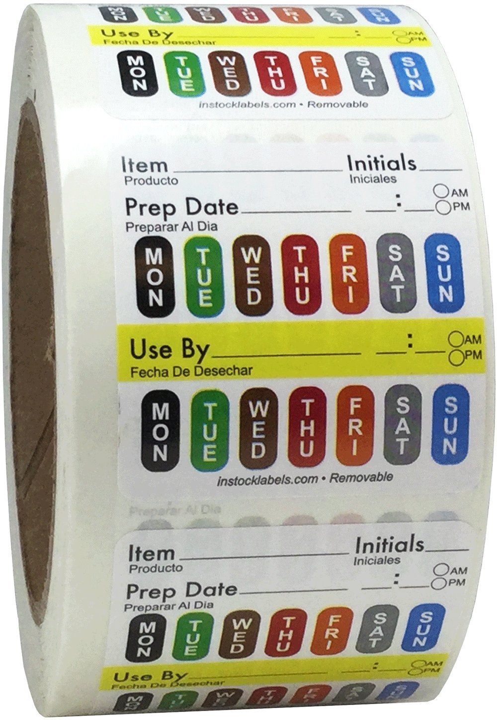 Removable Universal Labels for Food Rotation Use by Food Preparation Days of The Week Prep Date Stickers 2 x 2 Inch 500 Adhesive Removable Stickers